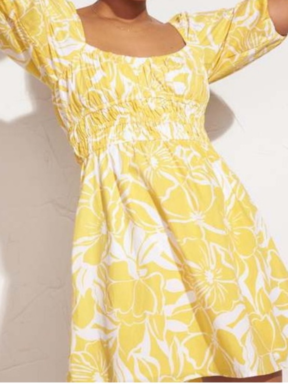 Faithfull Marinelli Floral Mini Dress Yellow Romantic Summer, S - Picture 13 of 13